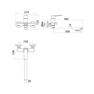 Смеситель для ванны с длинными изливом, Sign, IDDIS, SIGSBL2i10WA