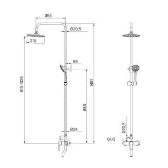Смеситель с верхним душем, Helic, Milardo, HELSB1FM06
