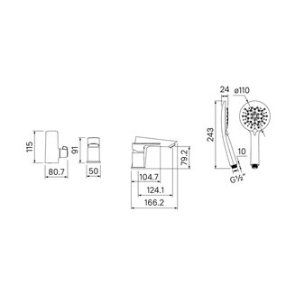 Смеситель на борт ванны на 3 отверстия с керамическим дивертором, Cloud, IDDIS, CLOWG30i07