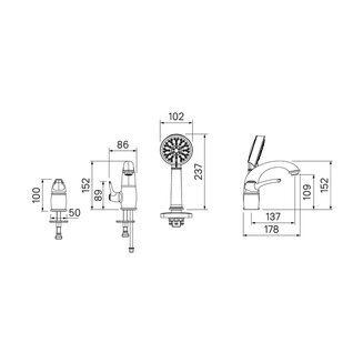 Смеситель на борт ванны на 3 отверстия с керамическим дивертором, бронза, Oldie, IDDIS, OLDBR30i07