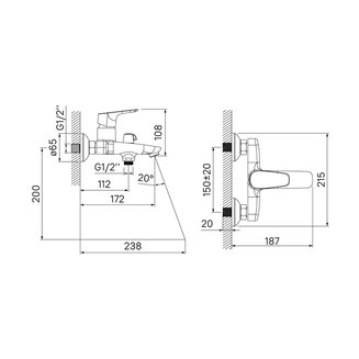 Смеситель для ванны с керамическим дивертором Zodiac, IDDIS, ZODSB02i02WA