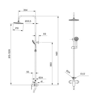 Смеситель с верхним душем, Rosco, Milardo, ROSSB1FM06