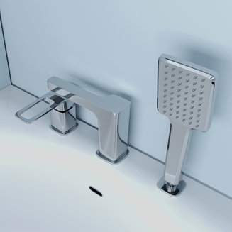 Смеситель на борт ванны на 3 отверстия с керамическим дивертором, хром, Slide, IDDIS, SLISB30i07