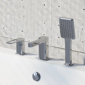 Смеситель на борт ванны на 3 отверстия с керамическим дивертором, хром, Slide, IDDIS, SLISB30i07