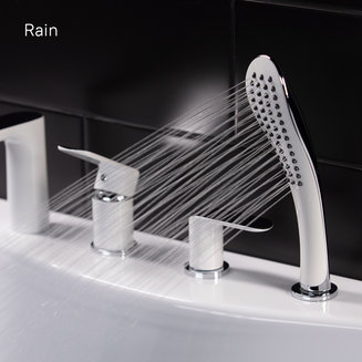 Смеситель для ванны на 4 отверстия, белый/хром, Calipso, IDDIS, CALSB42i07