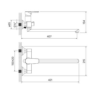 Смеситель для ванны с длинным изливом, Cloud, IDDIS, CLOSBL2i10WA