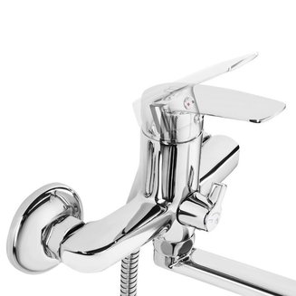 Смеситель для ванны с длинным изливом с керамическим дивертором, Niagara, Milardo, NIASBLCM10