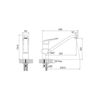 Смеситель для кухни, черный матовый, Male, IDDIS, MALBL00i05