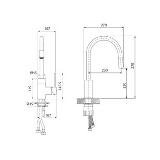 Смеситель для кухни, черный матовый, Kitchen 360, IDDIS, K36BLJ0i05