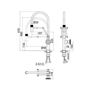 Смеситель для кухни с гибким изливом, черный матовый, Grange, IDDIS, GRABLFLi05