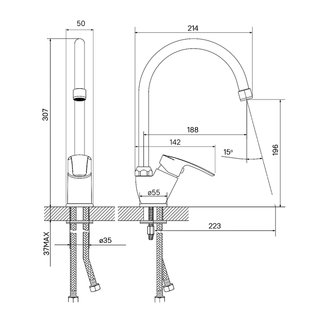 Смеситель для кухни, Ray, IDDIS, RAYSB00i05