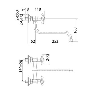 Смеситель для кухни, Duplex, Milardo, DUPSB00M09