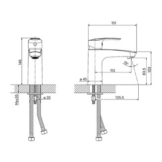 Смеситель для умывальника, сатин, Ray, IDDIS, RAYBN00i01