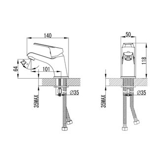 Смеситель для умывальника, Nelson, Milardo, NELSB00M01