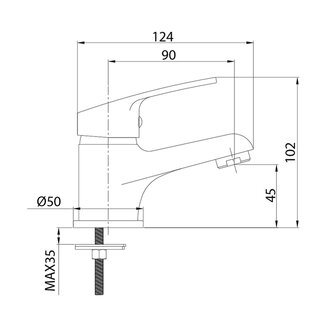 Смеситель для умывальника, Simp, Milardo, SIMSB00M01