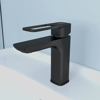 Смеситель для умывальника, черный, Slide, IDDIS, SLIBL00i01