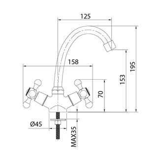 Смеситель для умывальника, Duplex, Milardo, DUPSB00M01