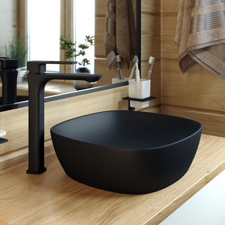 Смеситель для настольного умывальника, черный матовый, Slide, IDDIS, SLIBL01i01