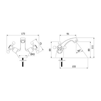 Смеситель для умывальника, Duplex, Milardo, DUPSB01M01