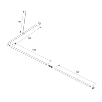 Угловой карниз для ванной комнаты, 90-180 см, белый, Elegante, IDDIS, 040A200I14