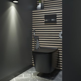 Унитаз подвесной безободковый, чёрный матовый, Bild, IDDIS, BILR2BMi25