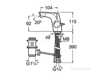 Смеситель Roca Insignia для биде с донным клапаном, 5A603AC00