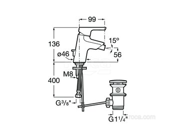 Смеситель Roca Malva для биде с донным клапаном, 5A603BC0M