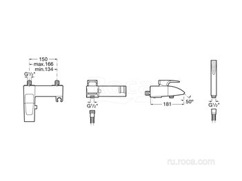 Смеситель Roca Thesis для ванны-душа к-т 5A0150C00