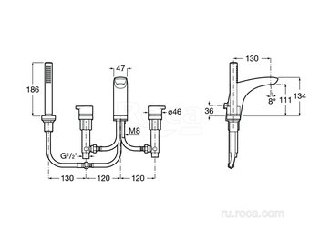 Смеситель Roca Insignia для ванны-душа к-т, 5A183AC00