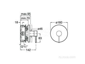 Смеситель Roca Lanta для душа скрытого монтажа 5A2B11C00