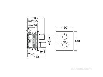 Смеситель Roca T-2000 для душа скрытого монтажа 5A2C88C00