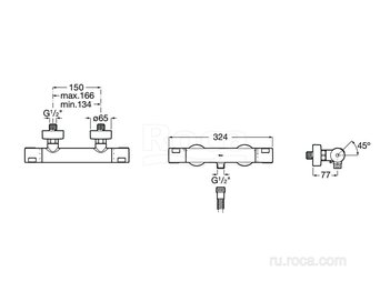 Смеситель Roca T-500 для душа, термостатический, 5A2E18C00