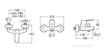 Смеситель Roca Alfa для ванны-душа 5A0D25C0M