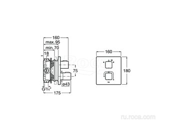Смеситель Roca T-1000 для ванны-душа скрытого монтажа 5A0C1AC00