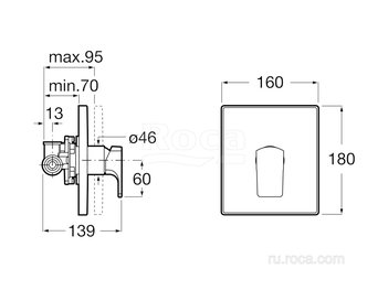 Смеситель Roca L90 для душа скрытого монтажа 5A2B01C00