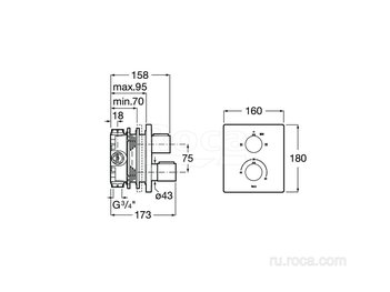 Смеситель Roca T-2000 для ванны-душа скрытого монтажа 5A0C88C00
