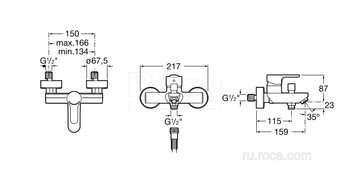Смеситель Roca L20 для ванны-душа, 5A0209C0M