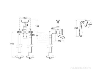 Смеситель Roca Carmen для ванны-душа, 5A274BC00
