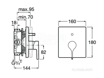 Смеситель Roca Insignia для ванны-душа скрытого монтажа, PVD, titanium black 5A0B3ACN0
