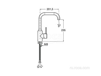 Смеситель Roca Targa для кухни, 5A8360C0M