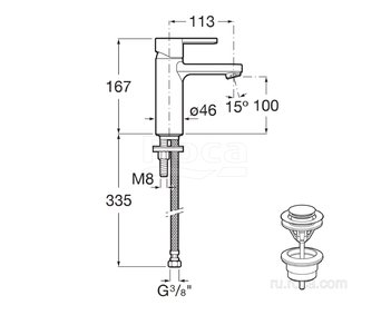 Смеситель Roca Naia для раковины с донным клапаном, 5A3296C00