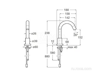 Смеситель Roca Loft-E для раковины без донного клапана, 5A3343C00