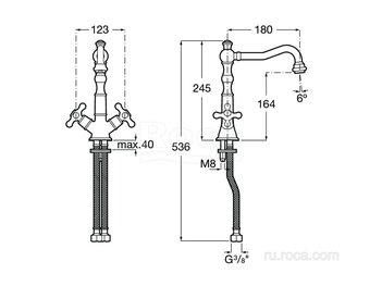 Смеситель Roca Carmen для раковины с донным клапаном, 5A384BC00