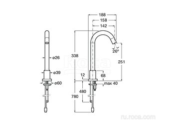 Смеситель Roca Loft-E для раковины, 220V 5A3843C00