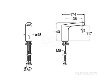 Смеситель Roca L70-E для раковины без донного клапана, 5A5B09C00