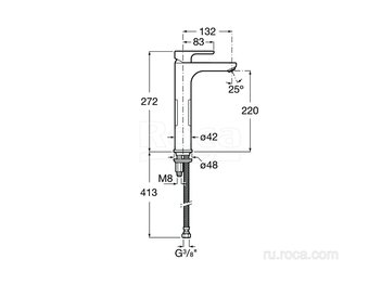 Смеситель Roca L20 для раковины без донного клапана, 5A3H09C00