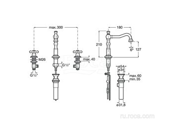 Смеситель Roca Carmen для раковины с донным клапаном, 5A444BC00