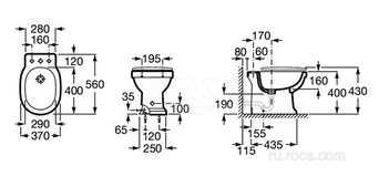 Биде Roca Carmen напольное, 3 отверстия для смесителя, черный 3570A4563