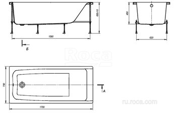 Акриловая ванна Roca Elba 150х75 прямоугольная белая 248509000