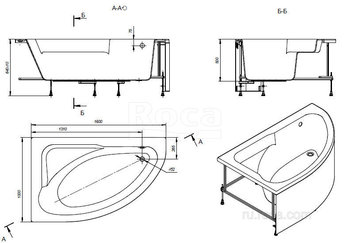 Акриловая ванна Roca Welna 160x100 асимметричная левая белая ZRU9302997